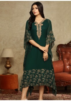 Green Georgette Chifoon Kaftan Kurti 